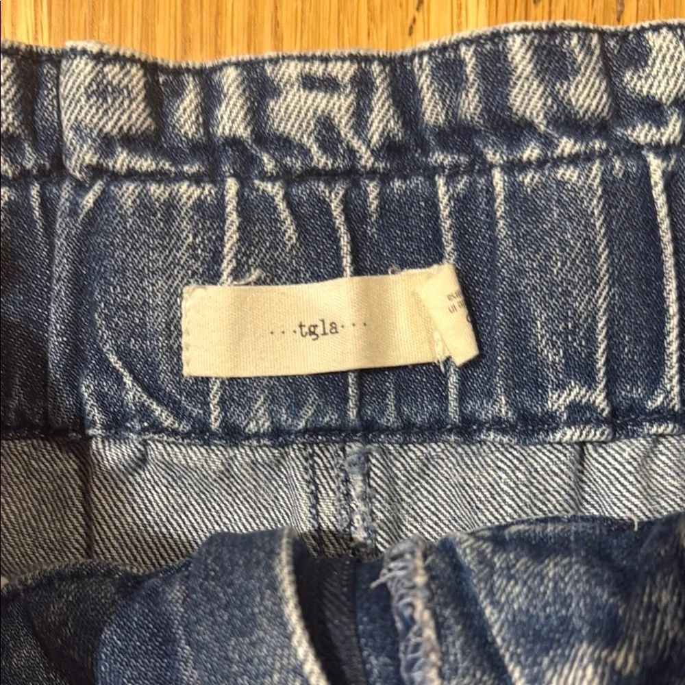 Blue High Waist Distressed Denim Shorts - Picture 3 of 9